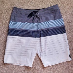 O'Neill Board Shorts Size 34 Hyperfreak Horizontal Stripe Swim Trunks w/ Pocket